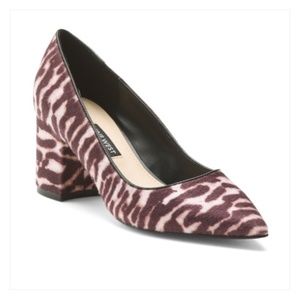 NINE WEST Tiger Print Block Heel Pumps